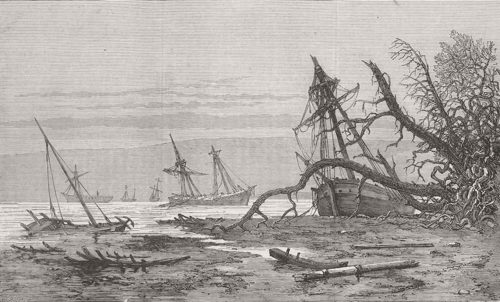 DENMARK. Storms, Baltic. Falster 1872 old antique vintage print picture
